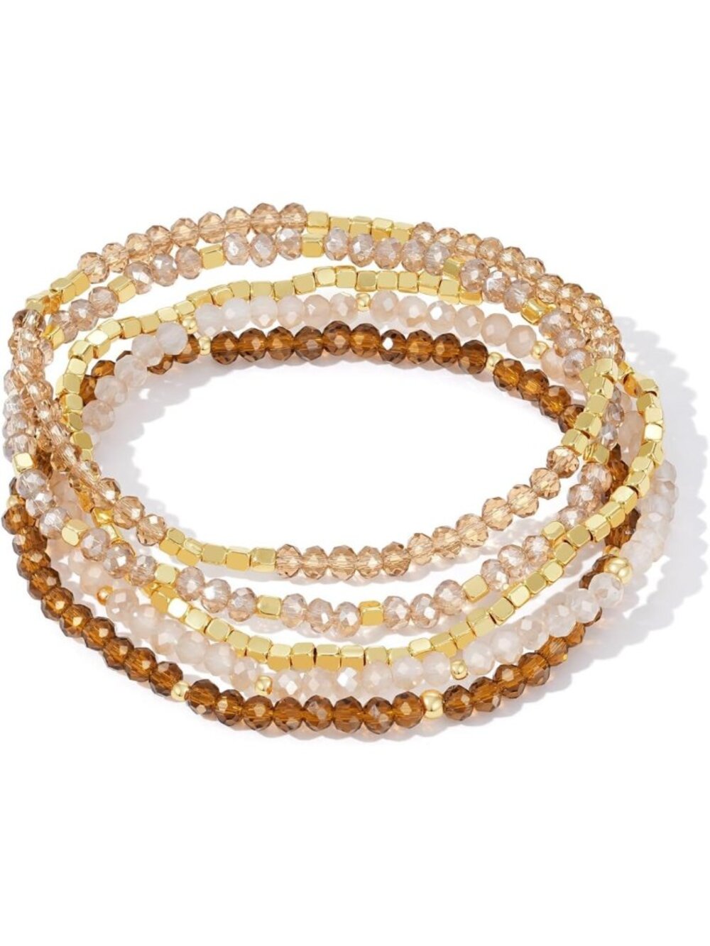 Stackable Crystal Beaded Bracelets Set | Layered Stretch Jewelry for Women